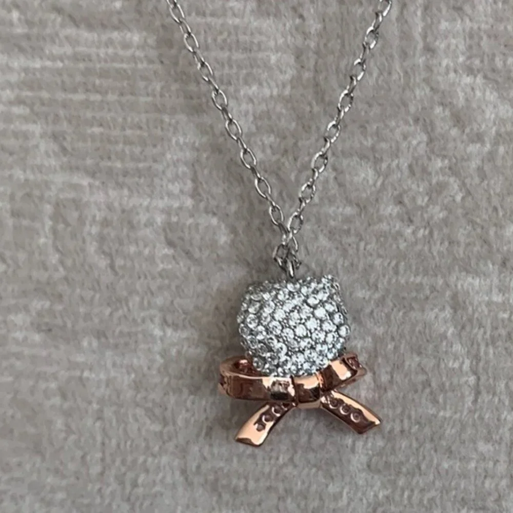 KATE SPADE Two-Tone Pavé & Stone Pawlina Mini Pendant Necklace in Silver/RoseGld - Picture 5 of 5